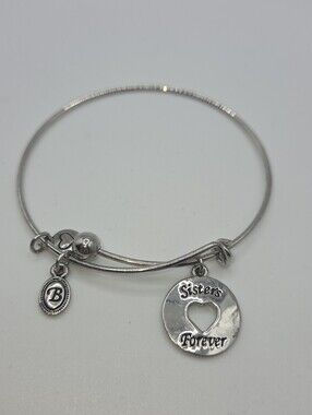 Retired Brighton Silver Plate Sisters ForeverDangle Charm Bracelet 8” Adj.